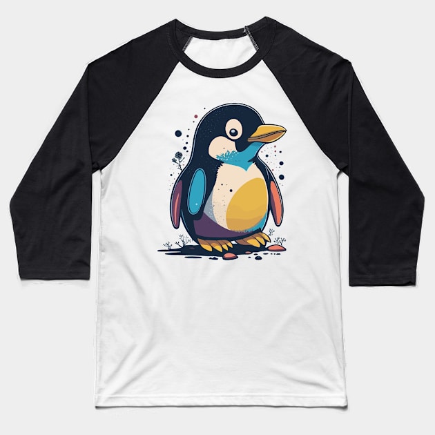 Penguin Portrait Baseball T-Shirt by SpriteGuy95